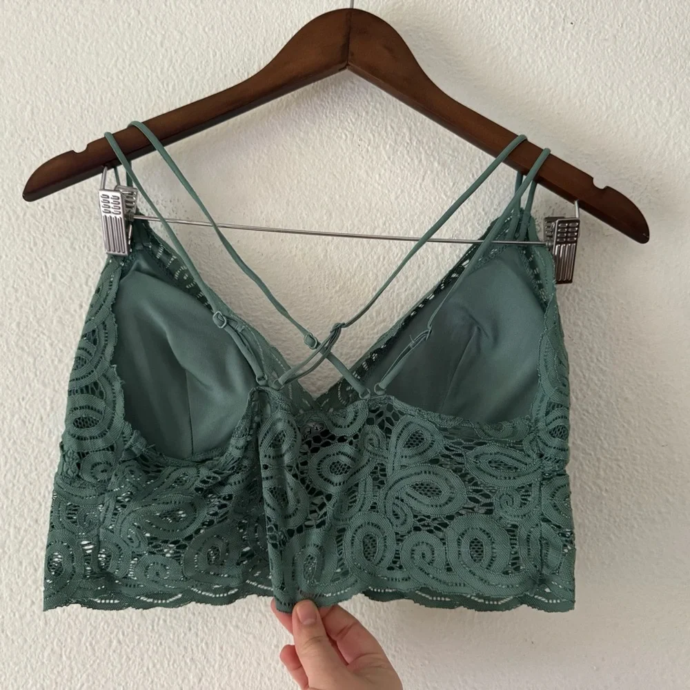 Justify Lace Bralette Green Large Criss Cross Strappy New Cottagecore Dolette
